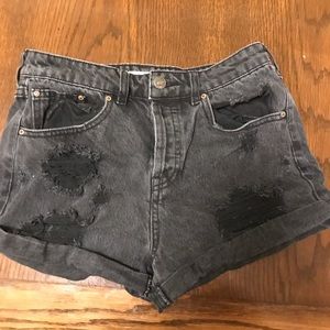 Black Denim High Waisted Shorts